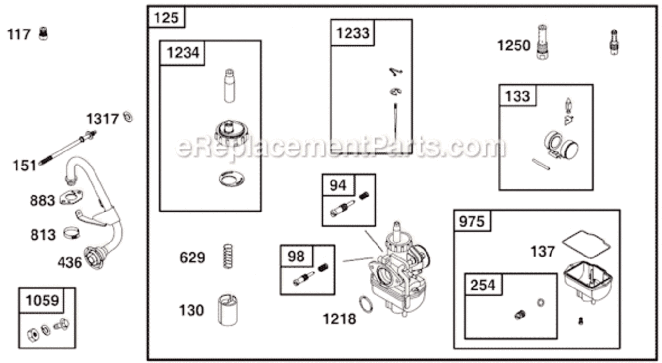 Page E Diagram and Parts List for 124435 8101 Briggs and Stratton Engine